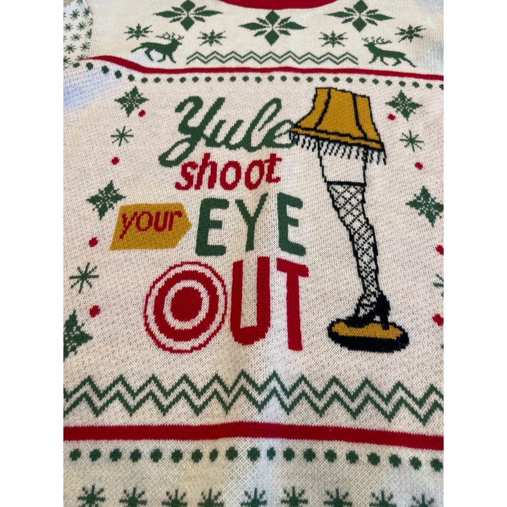 Shinesty Mens Christmas Story Leg‎ Lamp Sweater Karbach Brewing White Large